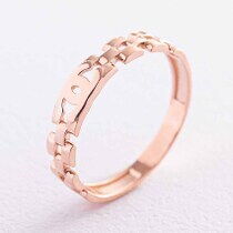 обзорное фото Золотое кольцо Цепочка 038656 Золотые кольца без вставок обзорное фото Золотое кольцо Цепочка 038656  Золотые кольца без вставок