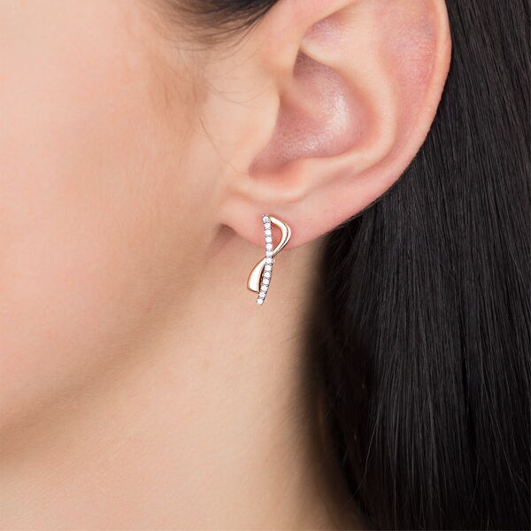 Золоті сережки з цирконієм 102135 детальне зображення ювелірного виробу Золоті сережки з цирконієм 102135 детальне зображення ювелірного виробу