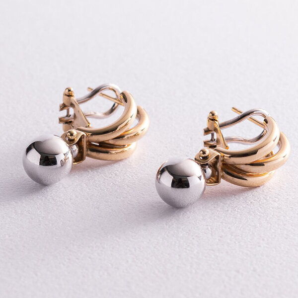 Золотые серьги в лимонном с белым золоте "Луна" 037940 детальное изображение ювелирного изделия Золотые серьги шарики Золотые серьги в лимонном с белым золоте "Луна" 037940 детальное изображение ювелирного изделия Золотые серьги шарики