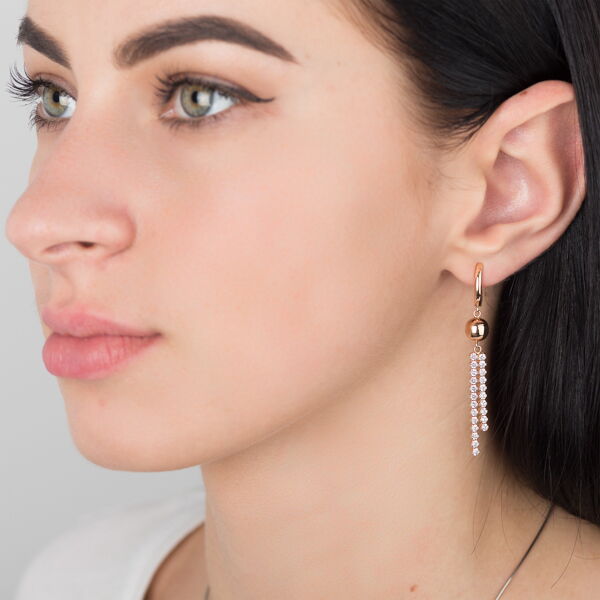 Золоті сережки з цирконієм 102471 детальне зображення ювелірного виробу