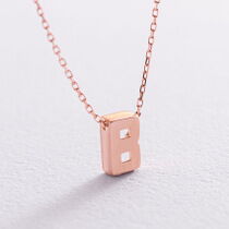 обзорное фото Колье в красном золоте с буквой В без вставок 585 проба 039956 Золотое колье без камней обзорное фото Колье в красном золоте с буквой В без вставок 585 проба 039956  Золотое колье без камней