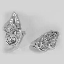 обзорное фото Серебряные серьги с фианитами Бал 026780 Серебряные серьги обзорное фото Серебряные серьги с фианитами Бал 026780  Серебряные серьги