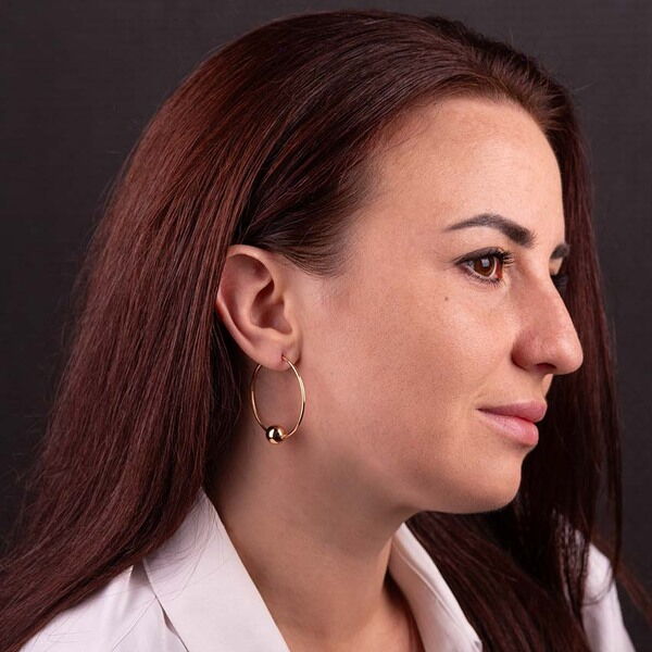 Золоті сережки кільця з кулькою 028276 детальне зображення ювелірного виробу Золоті сережки кільця з кулькою 028276 детальне зображення ювелірного виробу