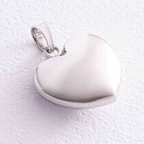 обзорное фото Кулон Сердце в белом золоте 038756 Золотые подвески без камней обзорное фото Кулон Сердце в белом золоте 038756  Золотые подвески без камней