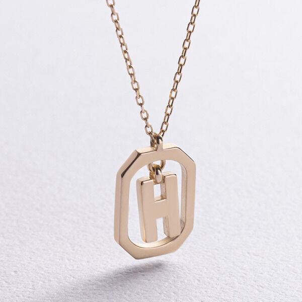 Колье с глянцевой буквой Н в желтом золоте 585 пробы 039927 детальное изображение ювелирного изделия Золотое колье без камней Колье с глянцевой буквой Н в желтом золоте 585 пробы 039927 детальное изображение ювелирного изделия Золотое колье без камней