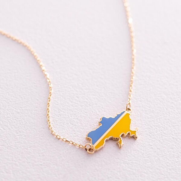 Колье с эмалью "Карта Украины" в жёлтом золоте 037481 детальное изображение ювелирного изделия Золотые колье с камнями Колье с эмалью "Карта Украины" в жёлтом золоте 037481 детальное изображение ювелирного изделия Золотые колье с камнями