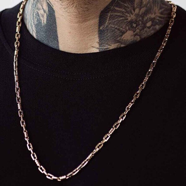 Чоловічий ланцюг в червоному золоті бнз вставок 039080 детальне зображення ювелірного виробу Чоловічий ланцюг в червоному золоті бнз вставок 039080 детальне зображення ювелірного виробу