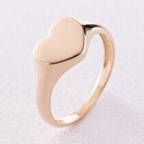 обзорное фото Глянцевое золотое кольцо Сердце 038697  Золотые кольца без вставок