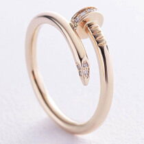 обзорное фото Кольцо Гвоздь с белыми бриллиантами в желтом золоте 585 пробы 039924 Золотые кольца с бриллиантами обзорное фото Кольцо Гвоздь с белыми бриллиантами в желтом золоте 585 пробы 039924  Золотые кольца с бриллиантами