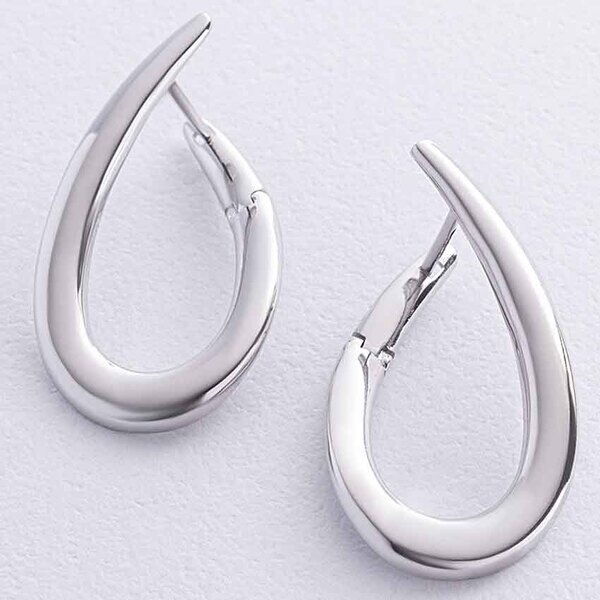 Невероятные серьги в белом золоте без вставок 039073 детальное изображение ювелирного изделия Золотые серьги без вставок Невероятные серьги в белом золоте без вставок 039073 детальное изображение ювелирного изделия Золотые серьги без вставок