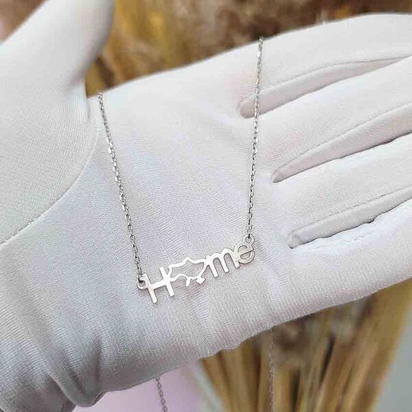 Срібне кольє Home без вставки з додатковим ланцюжком 925 проби 039708 детальне зображення ювелірного виробу Срібне кольє Home без вставки з додатковим ланцюжком 925 проби 039708 детальне зображення ювелірного виробу