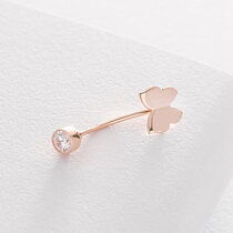 обзорное фото Золотой пирсинг в пупок в форме бабочки 038005 Золотая серьга в пупок обзорное фото Золотой пирсинг в пупок в форме бабочки 038005  Золотая серьга в пупок