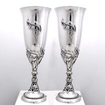 обзорное фото Набор из шести серебряных бокалов с красивой, ажурной ножкой Осень 038183  Наборы столового серебра