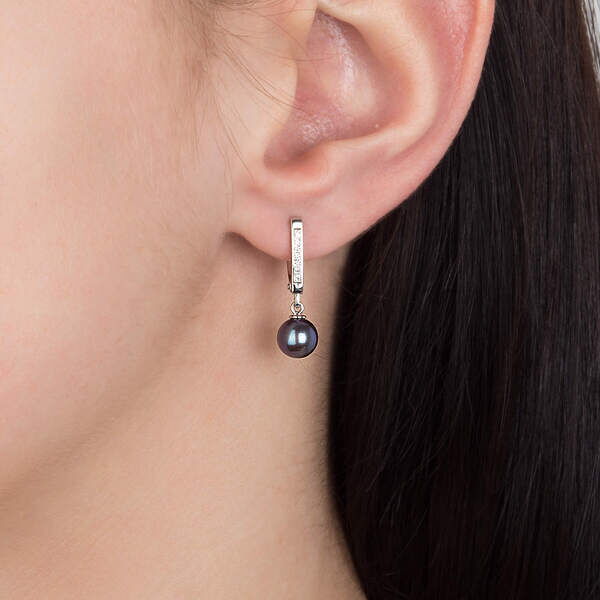 Золотые серьги с бриллиантами и жемчугом 025651 фото Золотые серьги с бриллиантами и жемчугом 025651 фото