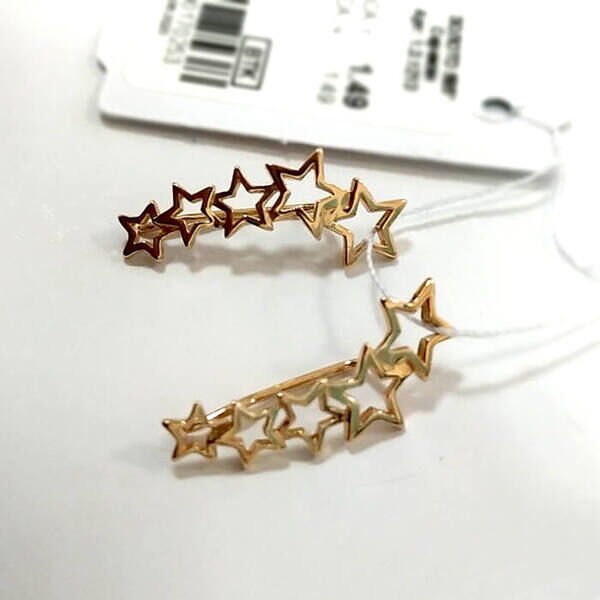 золотые серьги каффы звёздочки золотые серьги каффы звёздочки