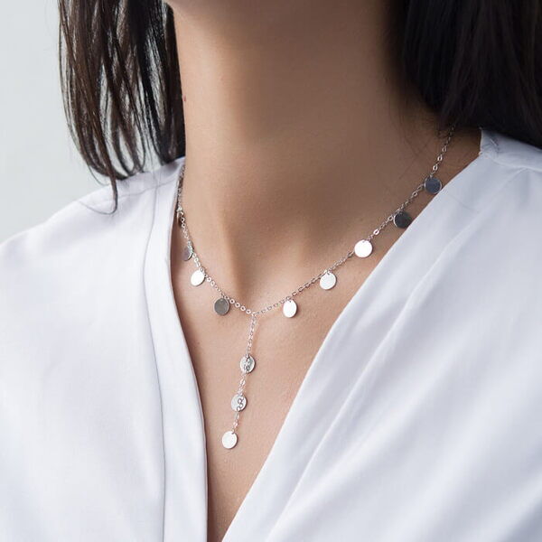 Колье на шею Монетки из белого золота 032832 детальное изображение ювелирного изделия Золотое колье без камней Колье на шею Монетки из белого золота 032832 детальное изображение ювелирного изделия Золотое колье без камней