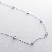 обзорное фото Невероятное mini колье из белого золота Клевер с перламутром 038571  Золотые колье с камнями