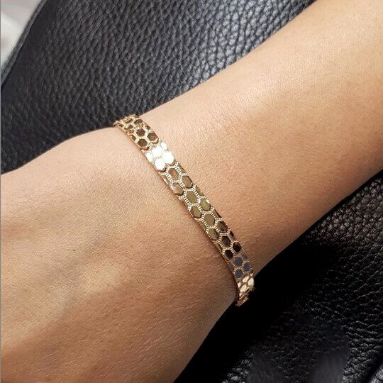 Золотий браслет Ролекс з імітацією шкіри 031940 детальне зображення ювелірного виробу Золотий браслет Ролекс з імітацією шкіри 031940 детальне зображення ювелірного виробу