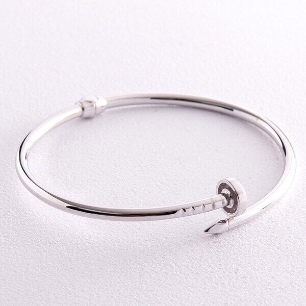 Золотой браслет жесткий в форме гвоздя в белом золоте 585 проба 038003 детальное изображение ювелирного изделия Жесткие браслеты из золота Золотой браслет жесткий в форме гвоздя в белом золоте 585 проба 038003 детальное изображение ювелирного изделия Жесткие браслеты из золота