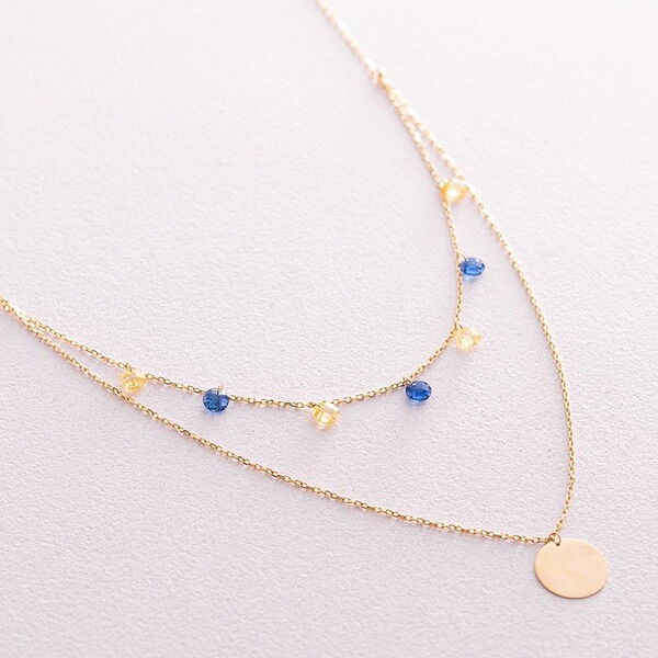 Колье "Украинка" в жёлтом золоте с фианитами 037469 детальное изображение ювелирного изделия Золотые колье с камнями Колье "Украинка" в жёлтом золоте с фианитами 037469 детальное изображение ювелирного изделия Золотые колье с камнями