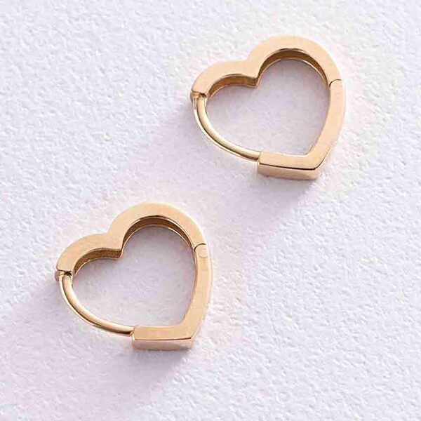 Золотые сердечки без вставок 038714 детальное изображение ювелирного изделия Золотые серьги без вставок Золотые сердечки без вставок 038714 детальное изображение ювелирного изделия Золотые серьги без вставок