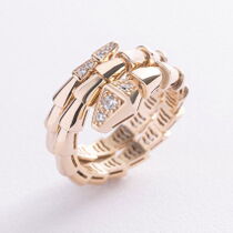 обзорное фото Кольцо в желтом золоте с фианитами Змея 040651  Золотые кольца с фианитом