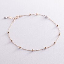 обзорное фото Золотой браслет на ногу с шариками в красно-белом золоте 037493 Золотые браслеты на ногу обзорное фото Золотой браслет на ногу с шариками в красно-белом золоте 037493  Золотые браслеты на ногу