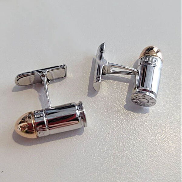 Запонки для рубашки в виде пуль в белом и красном золоте 585 пробы 039837 детальное изображение ювелирного изделия Золотые запонки Запонки для рубашки в виде пуль в белом и красном золоте 585 пробы 039837 детальное изображение ювелирного изделия Золотые запонки