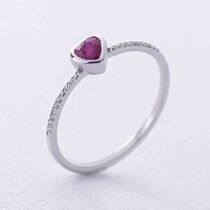 обзорное фото Золотое кольцо с рубином и бриллиантом 038694 Золотые кольца с рубином обзорное фото Золотое кольцо с рубином и бриллиантом 038694  Золотые кольца с рубином