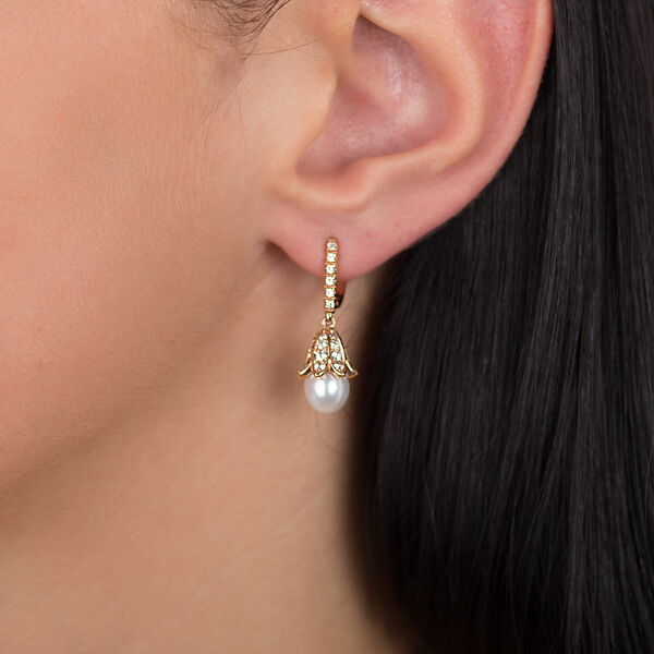 Золоті сережки з перлами 102975 детальне зображення ювелірного виробу