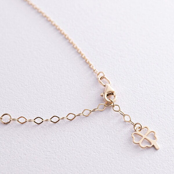 Кольє з клевером у жовтому (лимонному) золоті 585 проби 037951 детальне зображення ювелірного виробу Кольє з клевером у жовтому (лимонному) золоті 585 проби 037951 детальне зображення ювелірного виробу