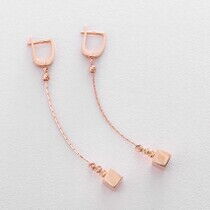 обзорное фото Золотые серьги Куб 038458 Золотые длинные серьги обзорное фото Золотые серьги Куб 038458  Золотые длинные серьги