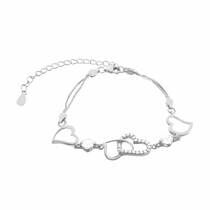 обзорное фото Серебряный браслет Сердца с фианитами 026884 Серебряные женские браслеты обзорное фото Серебряный браслет Сердца с фианитами 026884  Серебряные женские браслеты