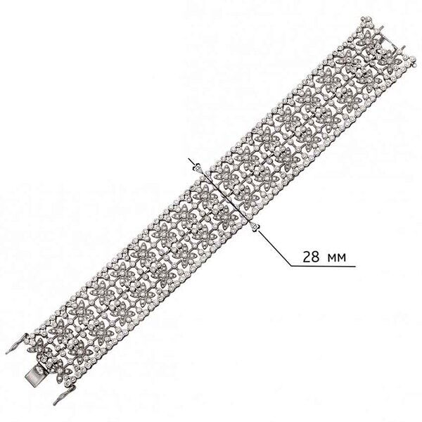 Масивний срібний браслет з фіанітами 038804 детальне зображення ювелірного виробу Масивний срібний браслет з фіанітами 038804 детальне зображення ювелірного виробу