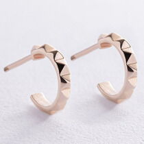 оглядове фото Сережки - пусети в жовтому золоті Клеш без вставок 039279