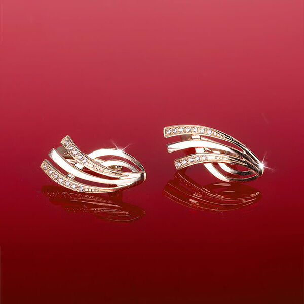 золотые сережки Муза с фианитами золотые сережки Муза с фианитами