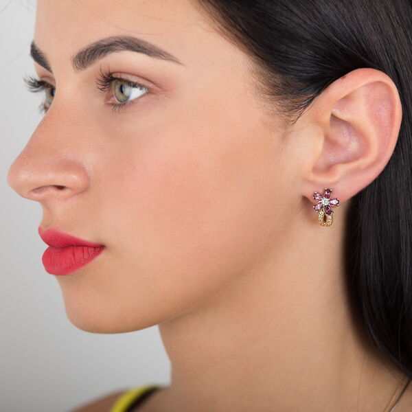 Золотые серьги с аметистом  Золотые серьги с аметистом