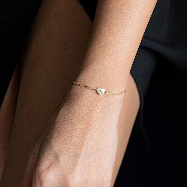 Подвійний браслет з сердечком в жовтому золоті 038732 детальне зображення ювелірного виробу