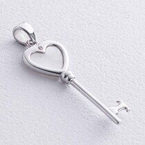 обзорное фото Золотой кулон ключик Сердце с перламутром и фианитом 038759 Золотые кулоны с фианитом обзорное фото Золотой кулон ключик Сердце с перламутром и фианитом 038759  Золотые кулоны с фианитом