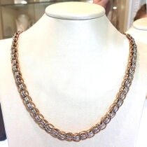 обзорное фото Колье в красно-белом золоте без вставок 027464 Золотое колье без камней обзорное фото Колье в красно-белом золоте без вставок 027464  Золотое колье без камней