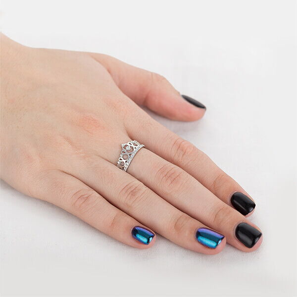 Кольцо Корона в белом золоте с бриллиантами Кольцо Корона в белом золоте с бриллиантами