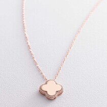 обзорное фото Золотое колье с фианитами Клевер 038581  Золотые колье с камнями