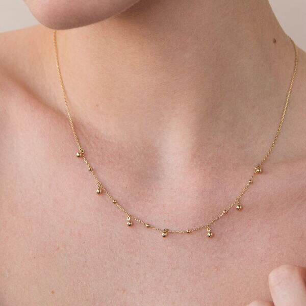 Золотий ланцюжок з підвісками кульки Mexico 036056 детальне зображення ювелірного виробу