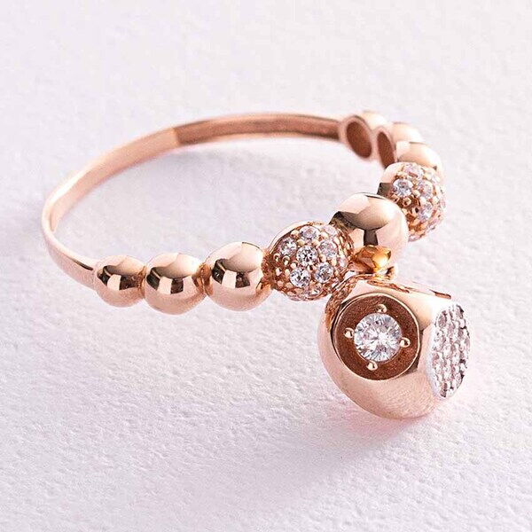 Золотое кольцо шарики с фианитами 038630 детальное изображение ювелирного изделия Золотые кольца с фианитом Золотое кольцо шарики с фианитами 038630 детальное изображение ювелирного изделия Золотые кольца с фианитом