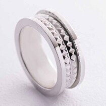 обзорное фото Стильное кольцо в белом золоте 038662  Золотые кольца без вставок обзорное фото Стильное кольцо в белом золоте 038662   Золотые кольца без вставок