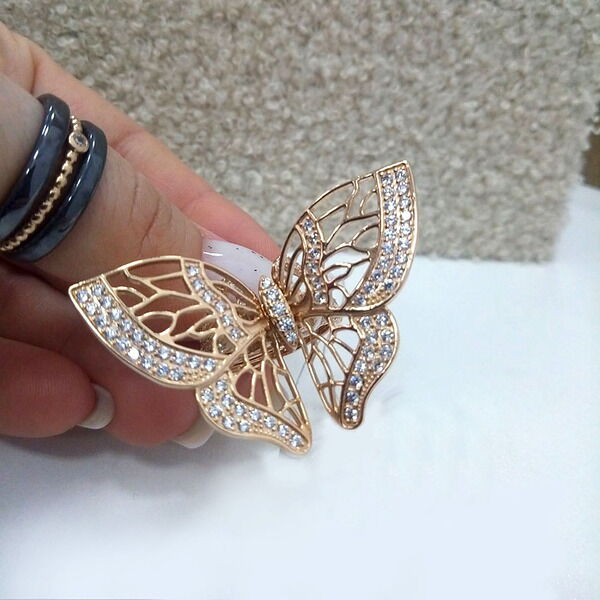 Золотое кольцо эксклюзивное кольцо с двигающимся механизмом Бабочка 038294 детальное изображение ювелирного изделия Золотые кольца с фианитом Золотое кольцо эксклюзивное кольцо с двигающимся механизмом Бабочка 038294 детальное изображение ювелирного изделия Золотые кольца с фианитом