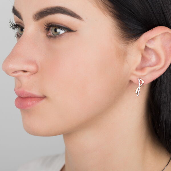 Золоті сережки з цирконієм 102135 детальне зображення ювелірного виробу