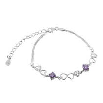 обзорное фото Серебряный браслет Сердца с фианитами 026887 Серебряные женские браслеты обзорное фото Серебряный браслет Сердца с фианитами 026887  Серебряные женские браслеты