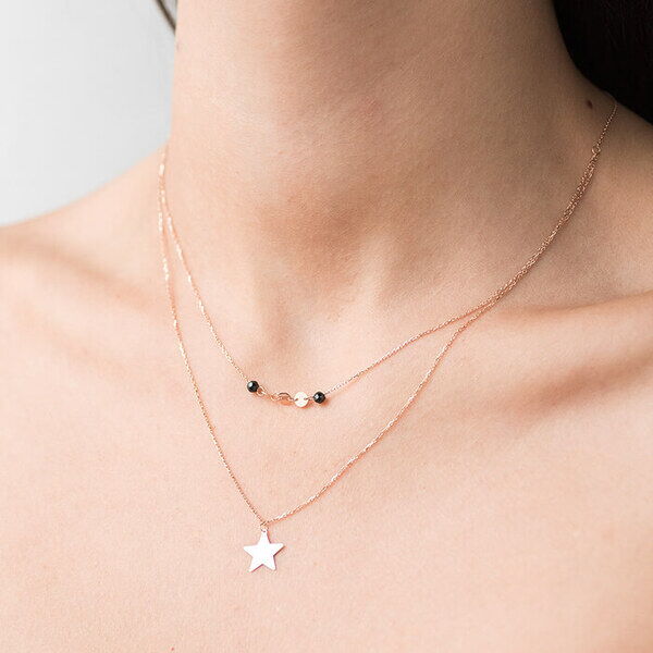 колье в красном золоте двухслойное колье в красном золоте двухслойное