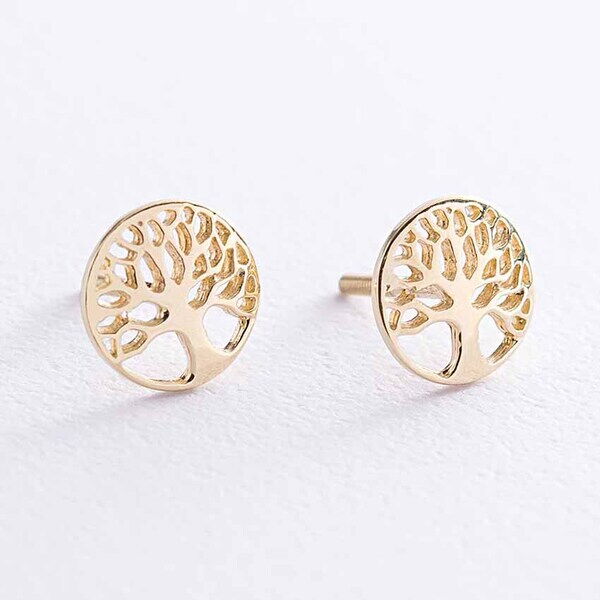 Серьги-пусеты Древо Жизни в желтом золоте 038670 детальное изображение ювелирного изделия Золотые серьги без вставок Серьги-пусеты Древо Жизни в желтом золоте 038670 детальное изображение ювелирного изделия Золотые серьги без вставок
